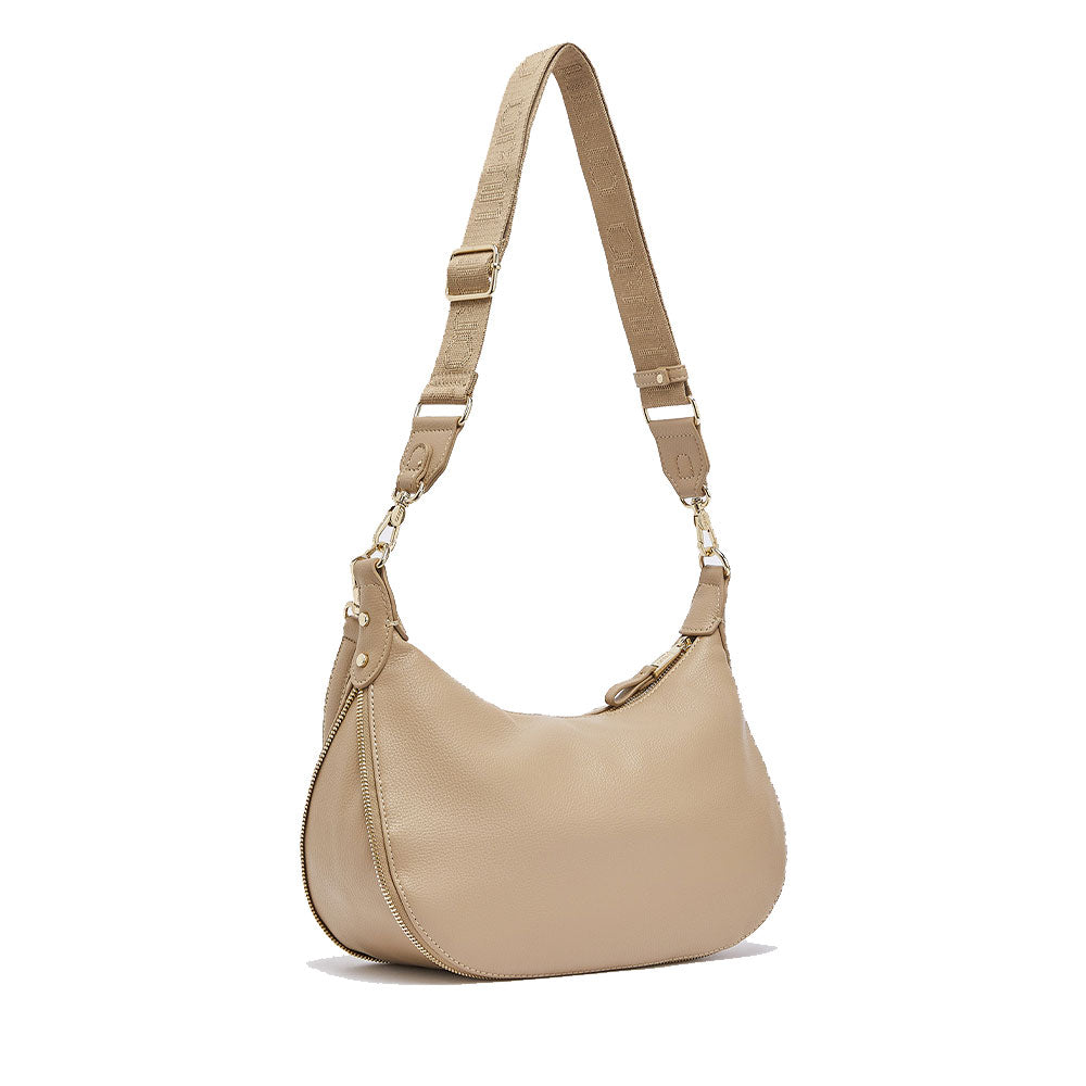 Hobo Bag Media con Tracolla LIU JO color Cammello con Logo Laserato Monogram