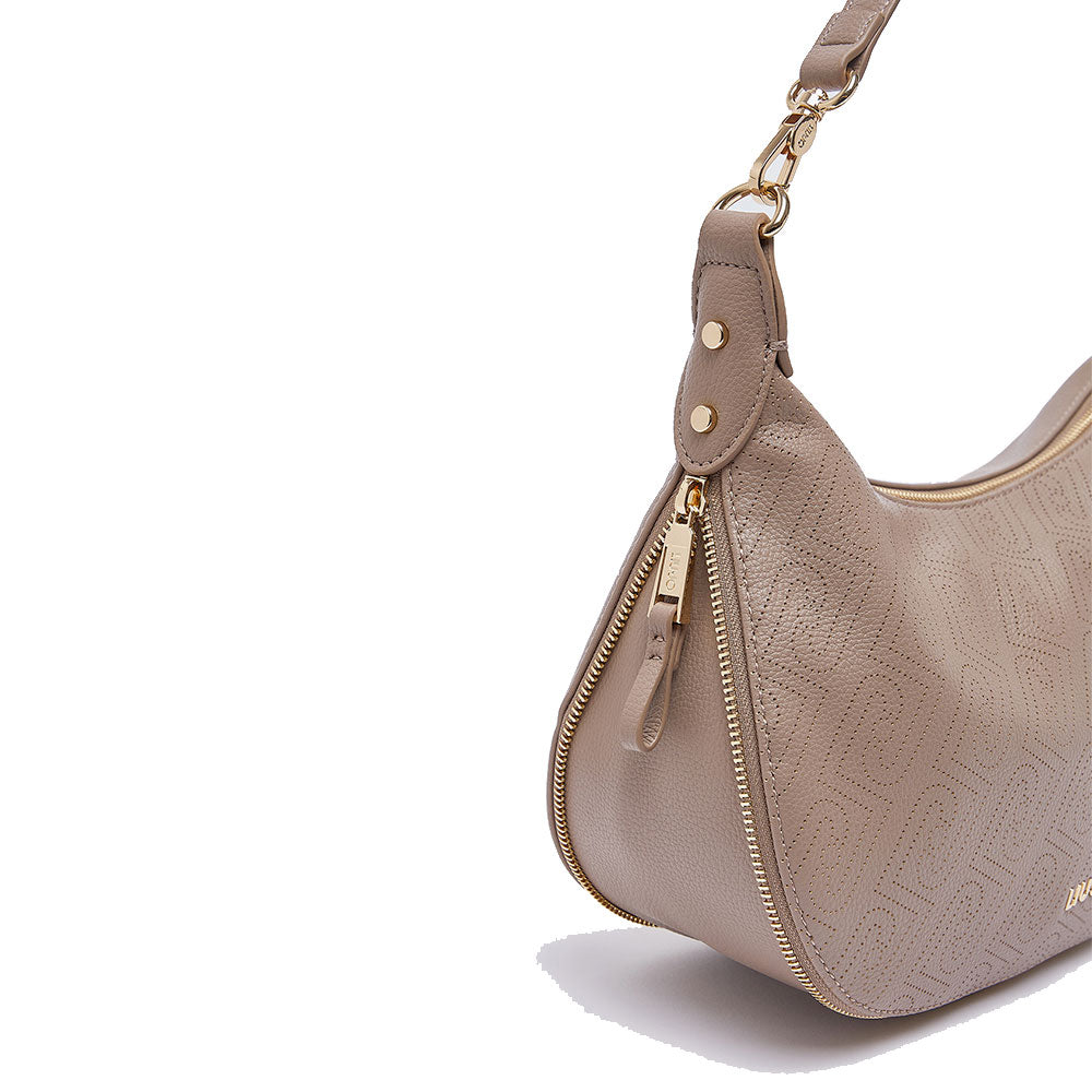 Hobo Bag Media con Tracolla LIU JO Marrone con Logo Laserato Monogram