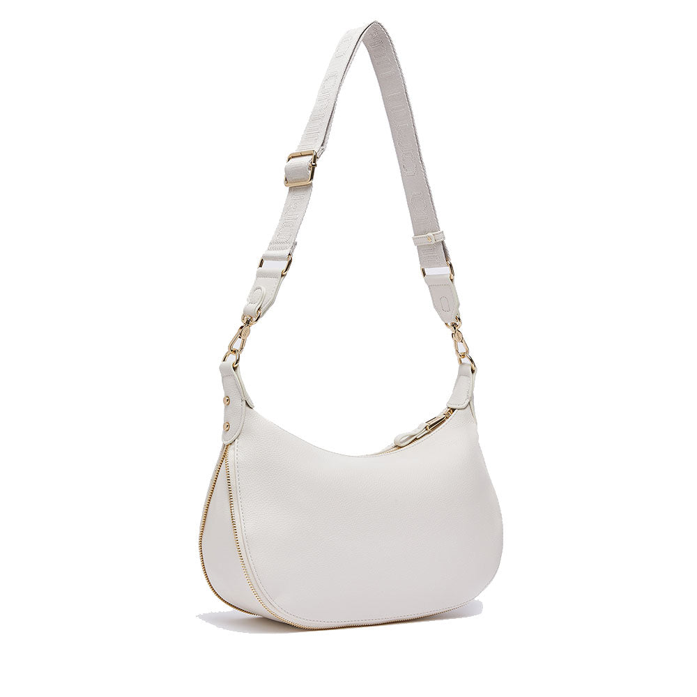 Hobo Bag Media con Tracolla LIU JO color Crema con Logo Laserato Monogram