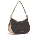 Hobo Bag Media con Tracolla LIU JO in Tessuto Jacquard Testa di Moro con Logo All Over