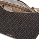Hobo Bag Media con Tracolla LIU JO in Tessuto Jacquard Testa di Moro con Logo All Over