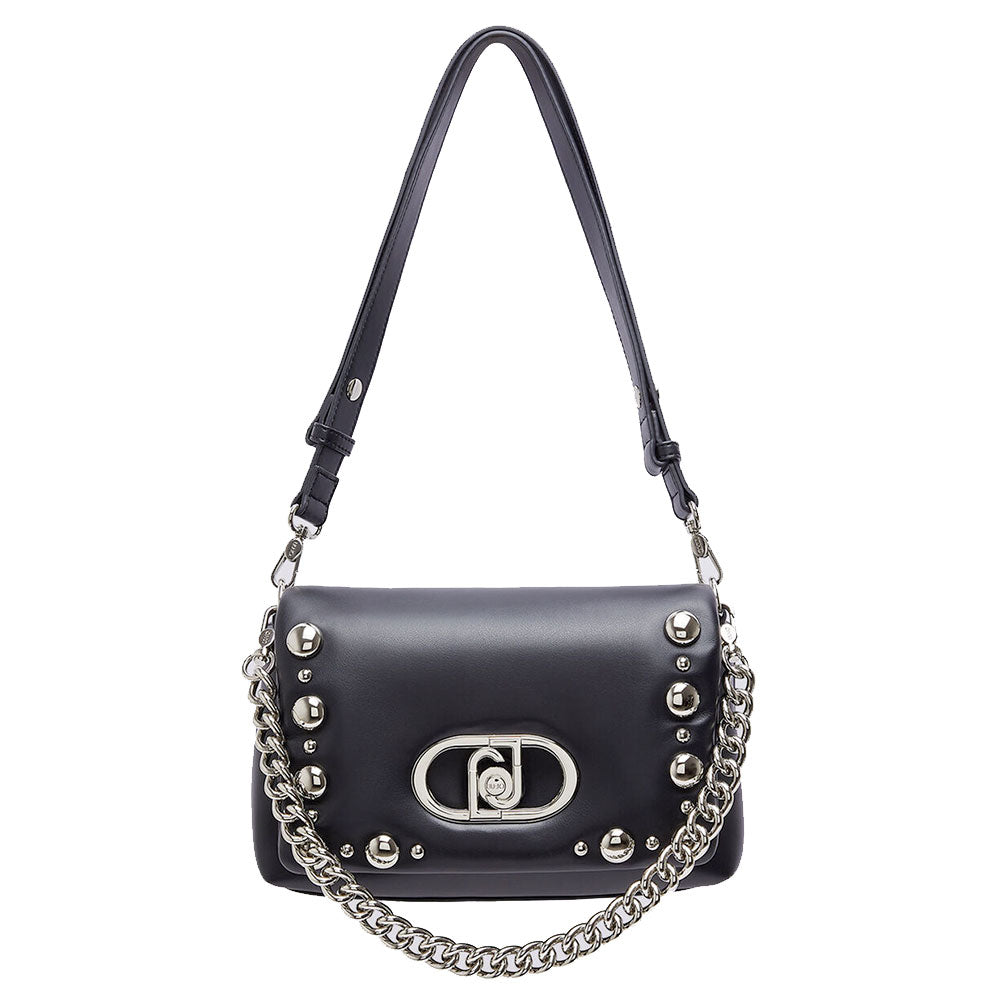 Borsa Donna Media a Spalla LIU JO linea La Puffy Nera con Borchie