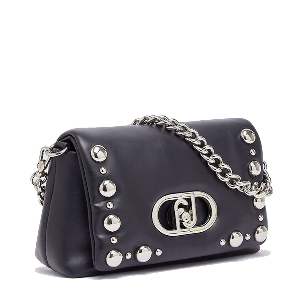 Borsa Donna Media a Spalla LIU JO linea La Puffy Nera con Borchie