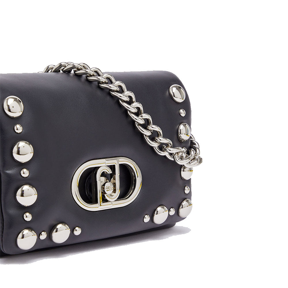 Borsa Donna Media a Spalla LIU JO linea La Puffy Nera con Borchie