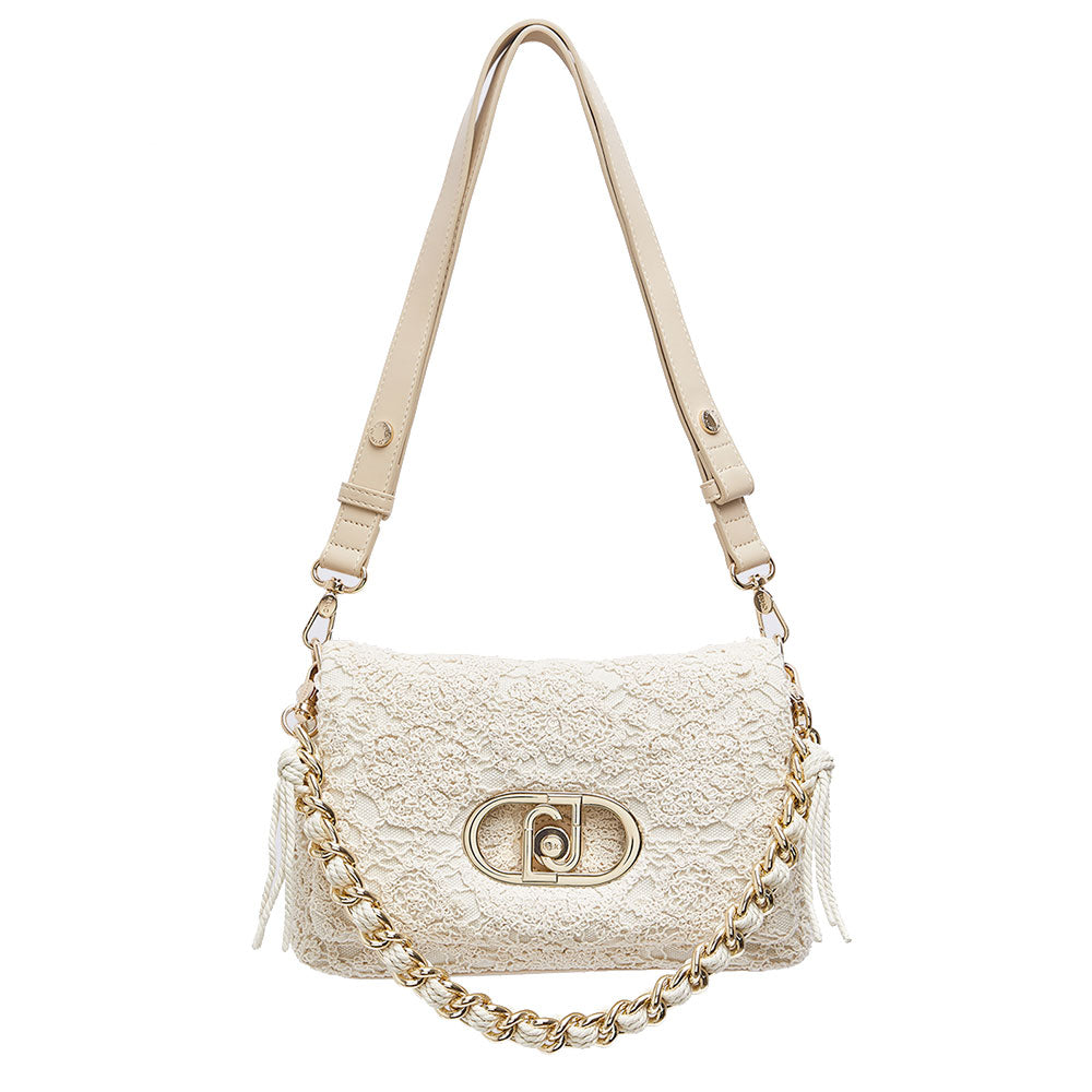 Borsa Media a Spalla Donna LIU JO Better linea La Puffy in Crochet color Crema