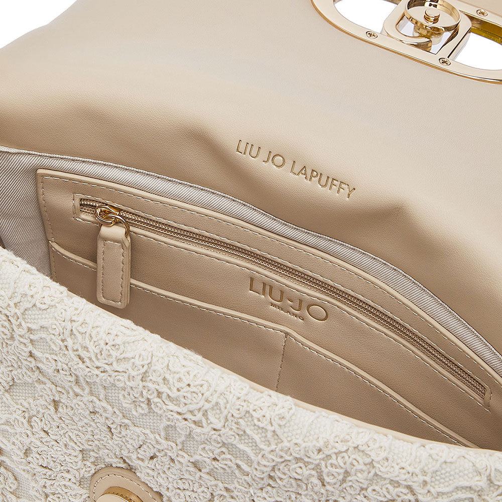 Borsa Donna Media a Spalla LIU JO Better linea La Puffy in Crochet color Crema