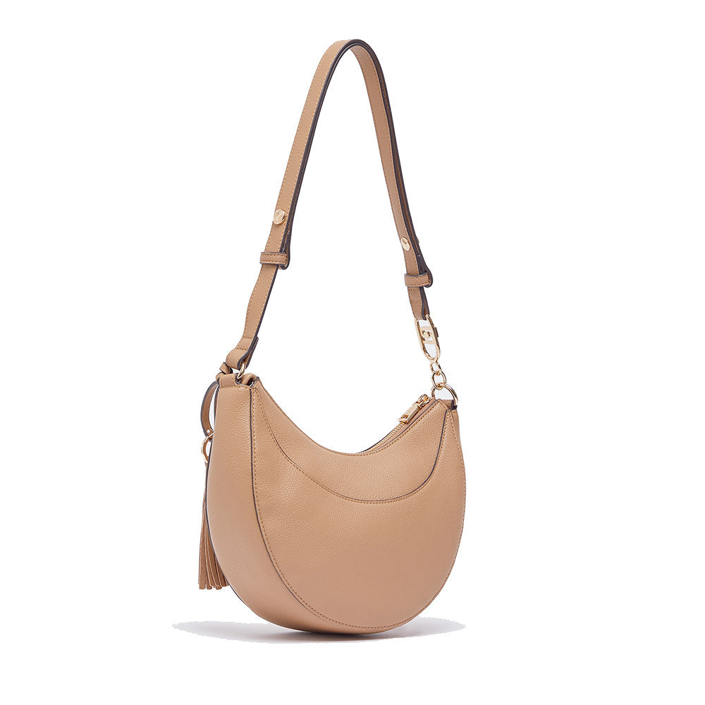 Hobo Bag Media Donna LIU JO stampa Bottalata color Cammello con Charm