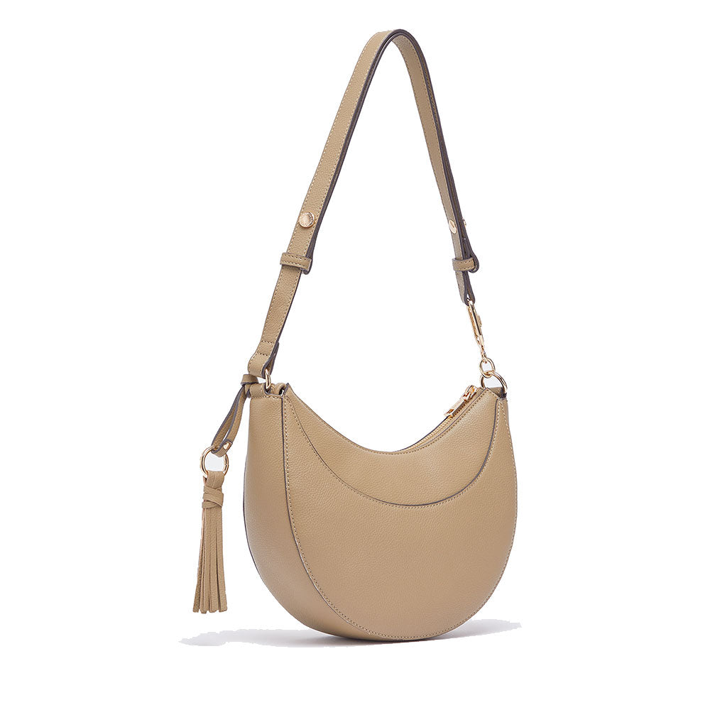 Mittelgroße Damen-Beuteltasche LIU JO mit Bottalata-Print in Fango mit Charm