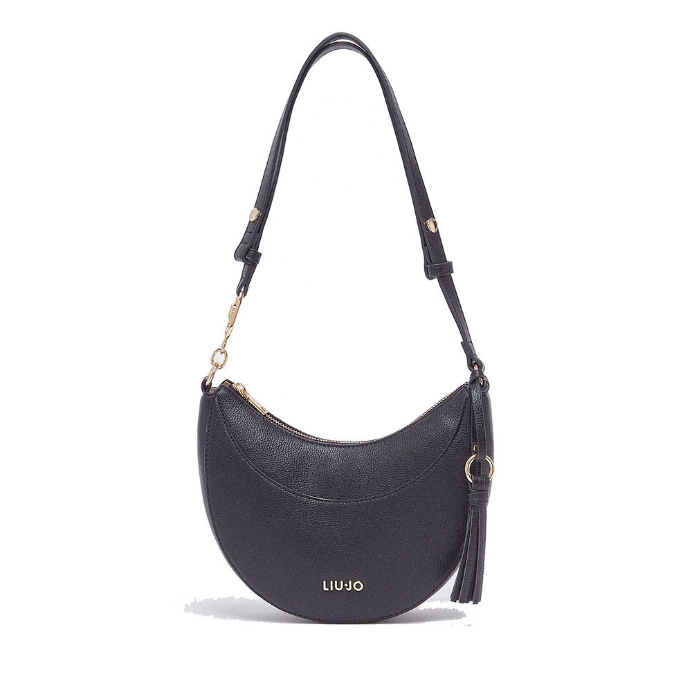 Hobo Bag Media Donna LIU JO stampa Bottalata Nera con Charm