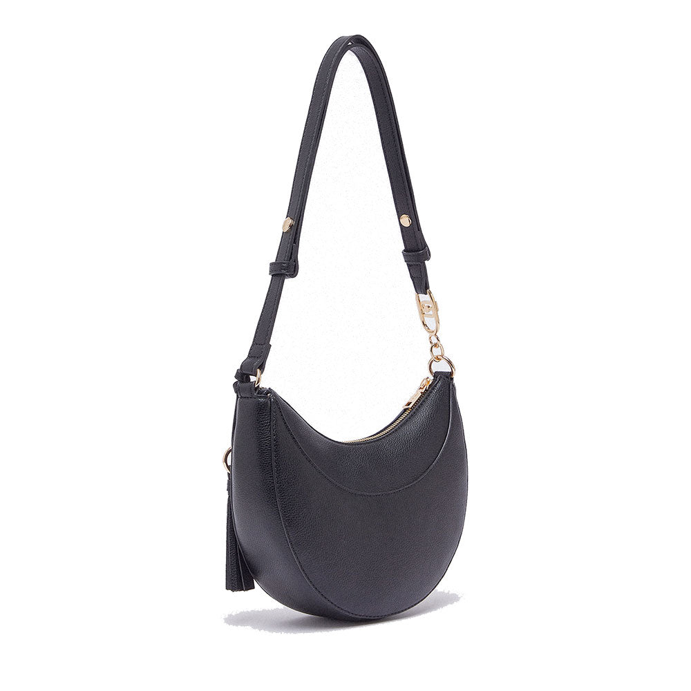 Mittelgroße Damen-Beuteltasche LIU JO mit Bottalata-Print in Schwarz mit Charm