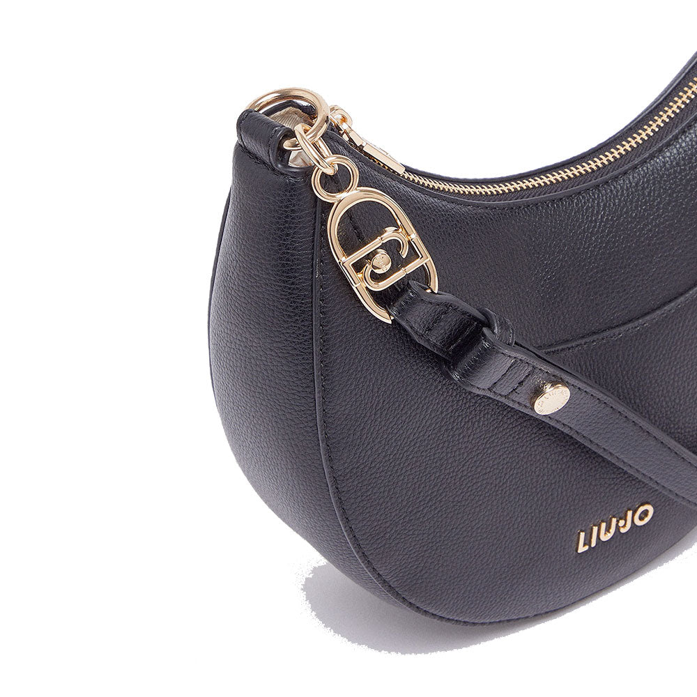 Mittelgroße Damen-Beuteltasche LIU JO mit Bottalata-Print in Schwarz mit Charm