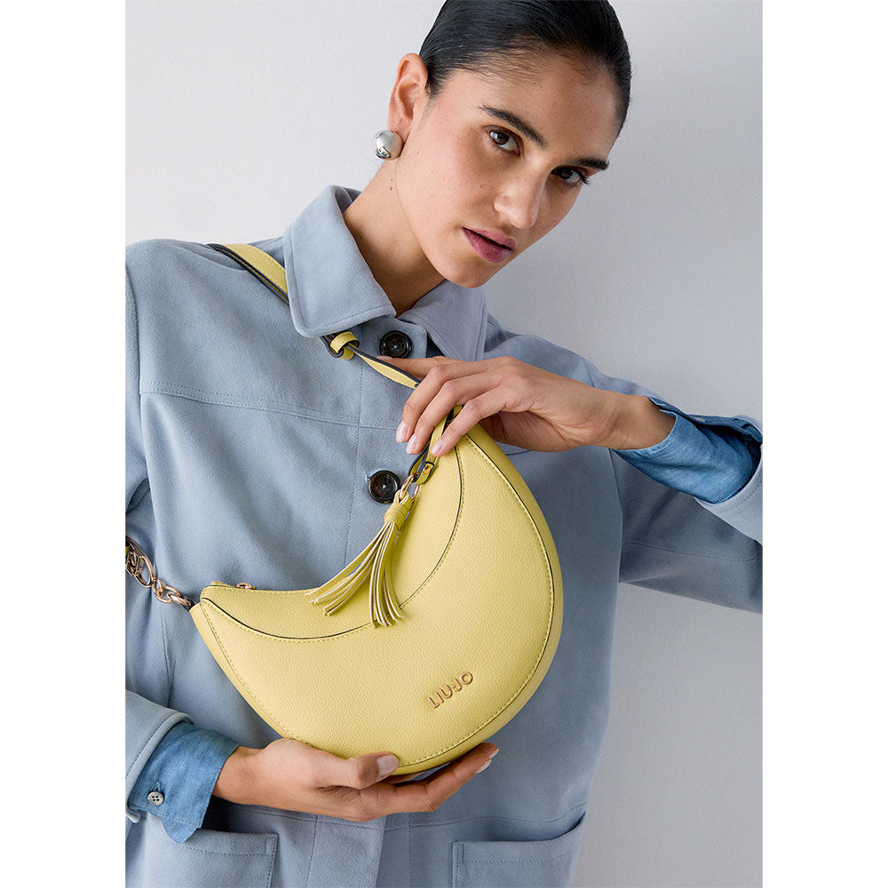 Hobo Bag Media Donna LIU JO stampa Bottalata Giallo Avocado con Charm