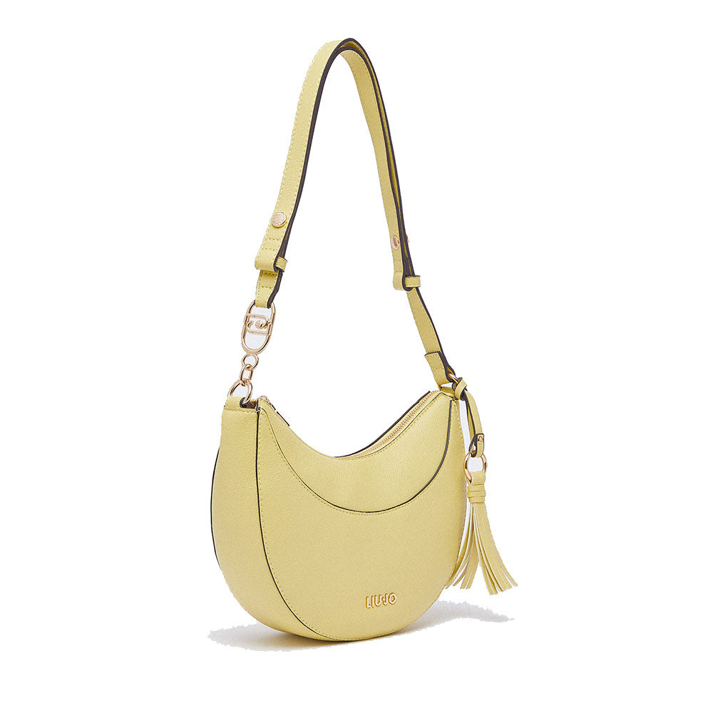 Mittelgroße Damen-Beuteltasche LIU JO mit Bottalata-Print in Avocadogelb mit Charm