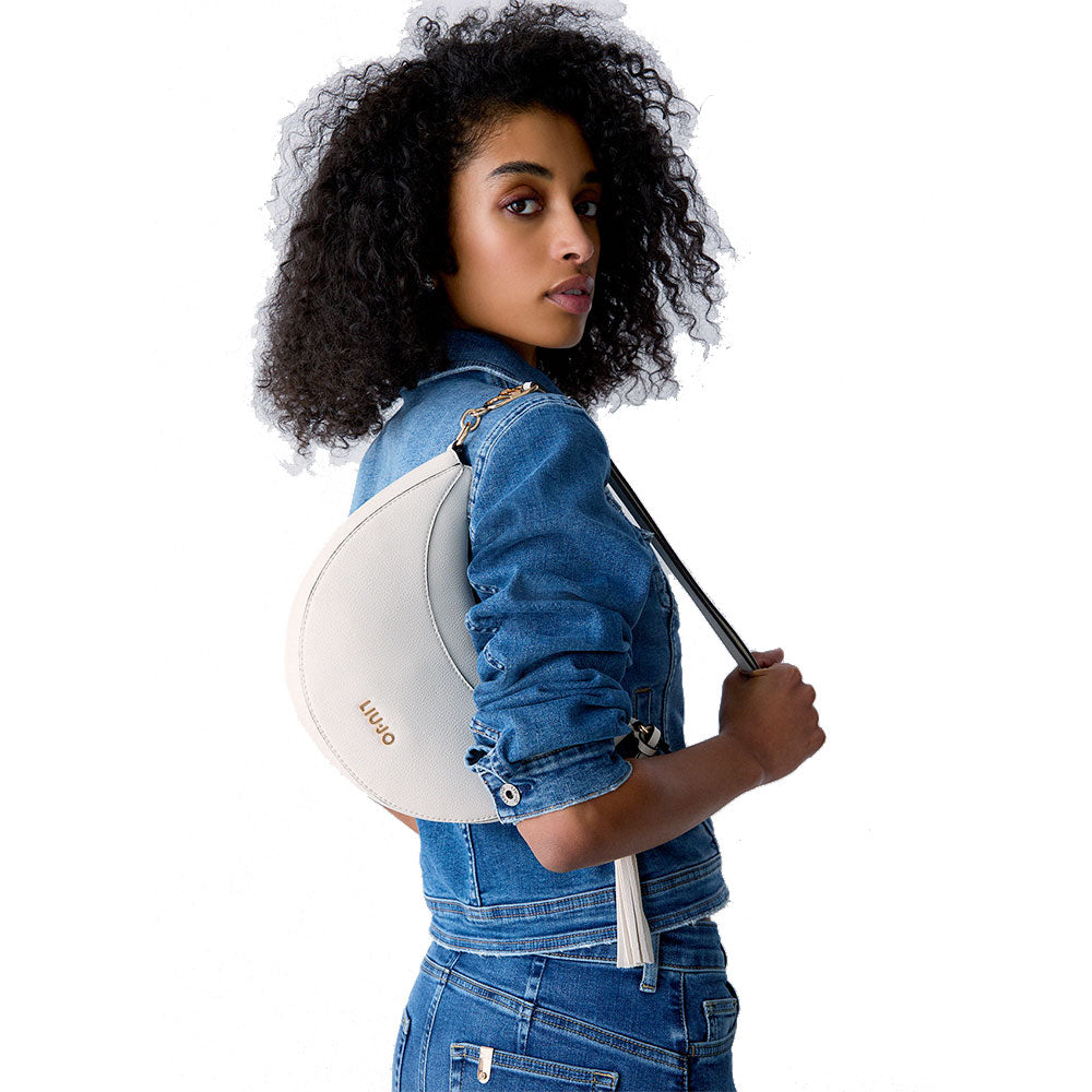 Hobo Bag Media Donna LIU JO stampa Bottalata color Panna con Charm