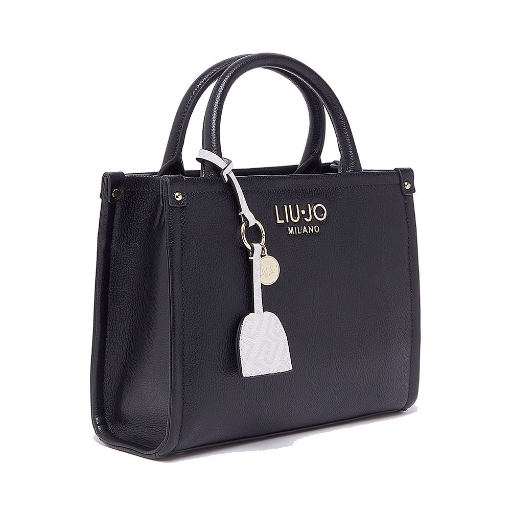 Borsa Donna a Mano LIU JO Better stampa Bottalata Nera con Charm
