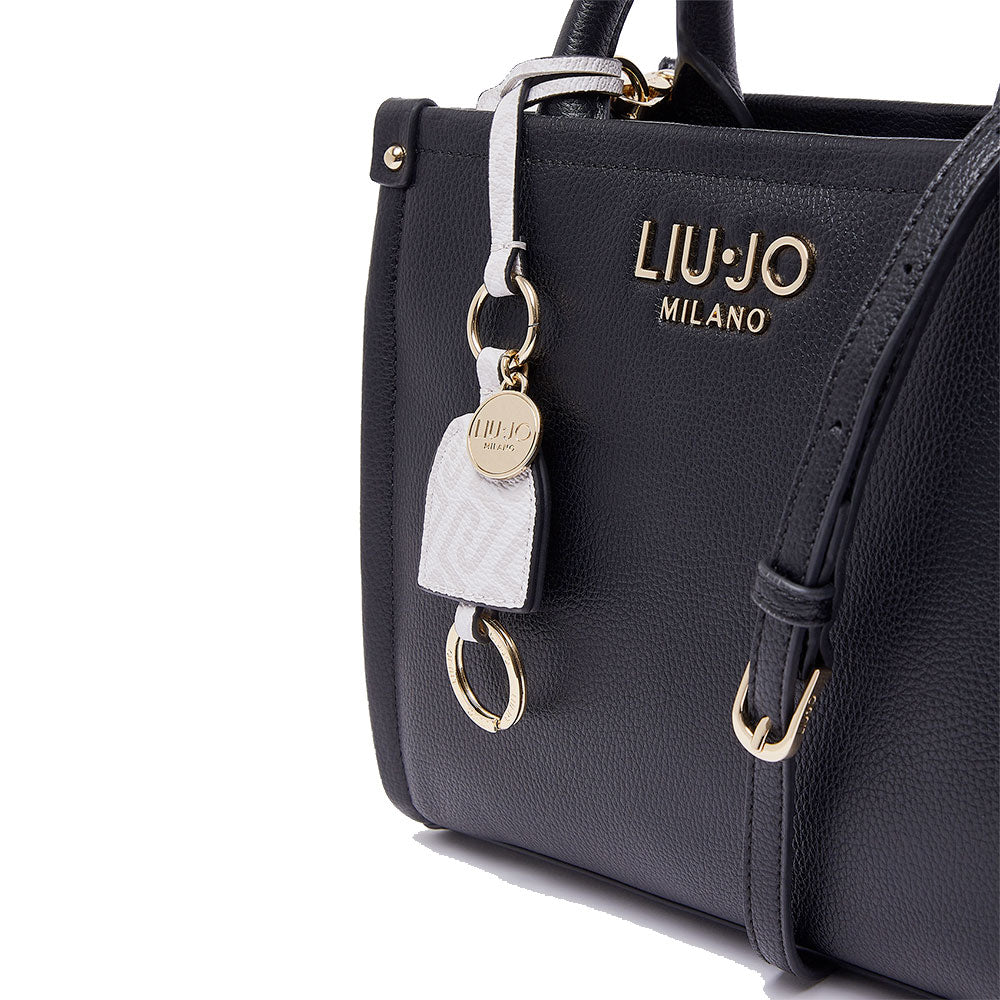 Borsa Donna a Mano LIU JO Better stampa Bottalata Nera con Charm