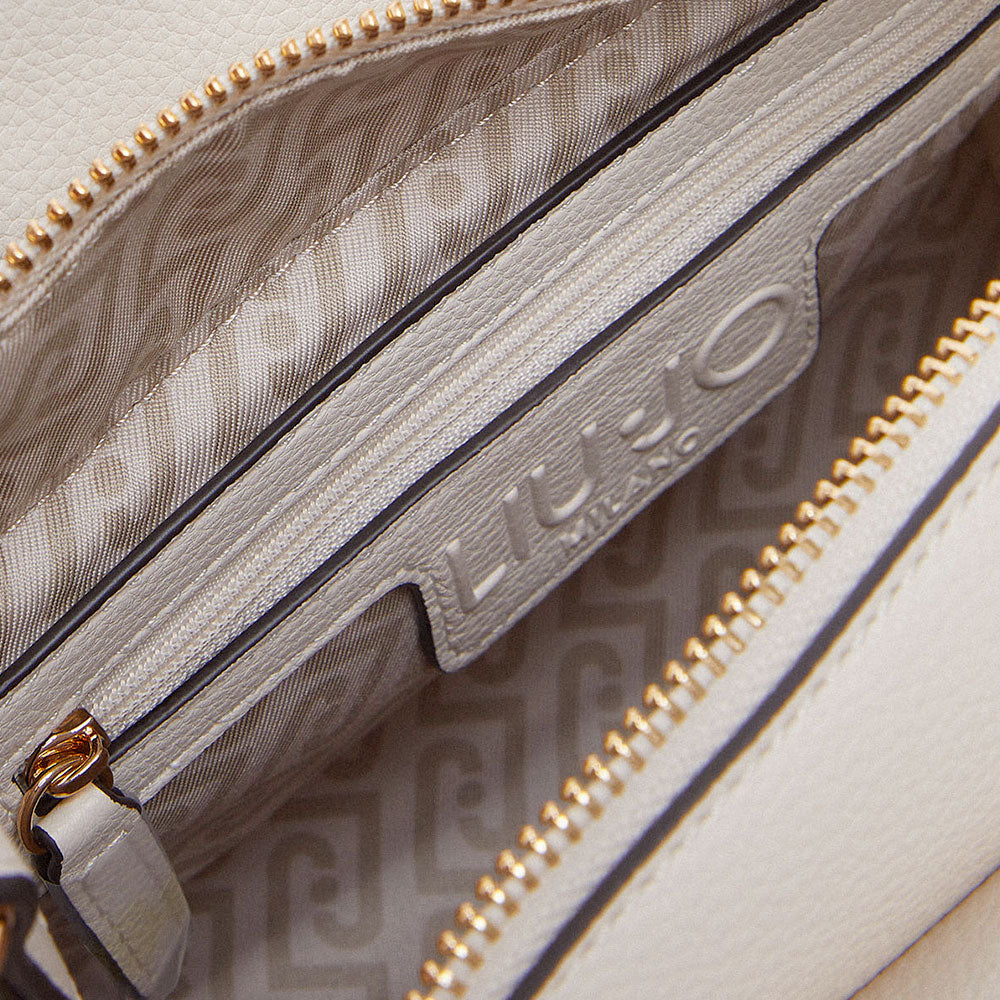 Borsa Donna a Mano LIU JO Better stampa Bottalata color Crema con Charm
