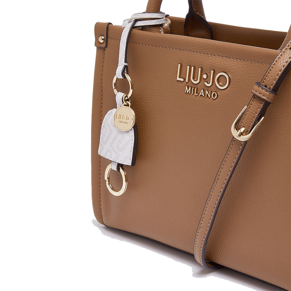 Borsa Donna a Mano LIU JO Better stampa Bottalata Marrone con Charm