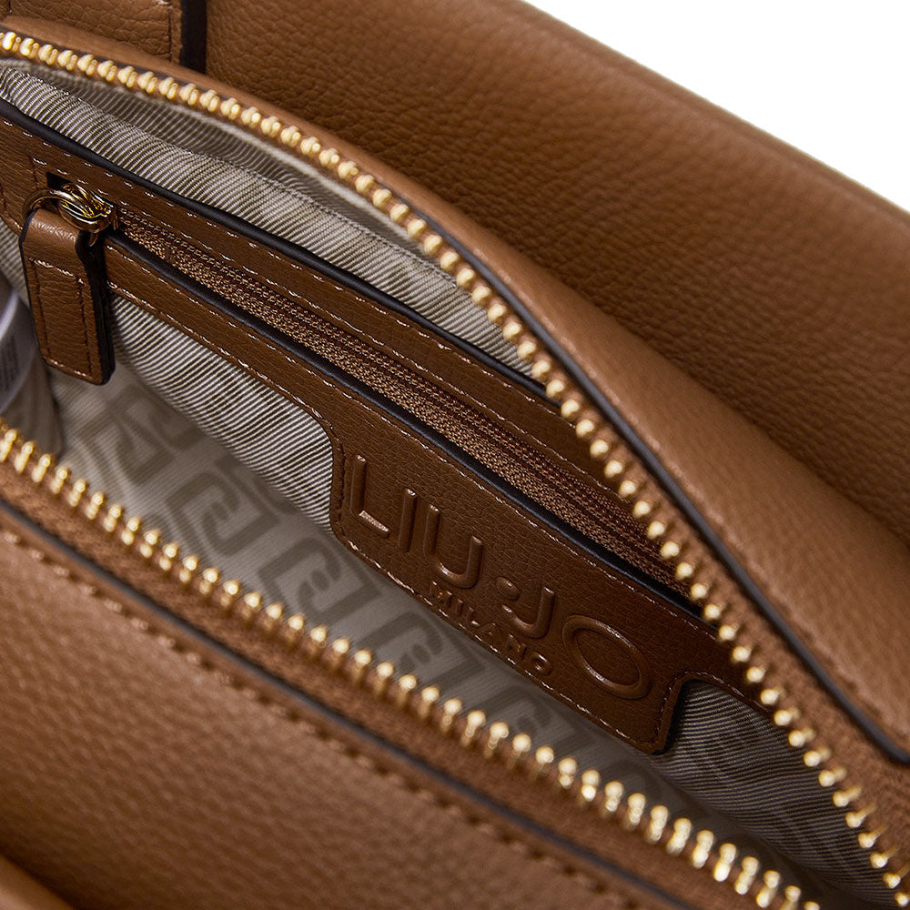 Borsa Donna a Mano LIU JO Better stampa Bottalata Marrone con Charm