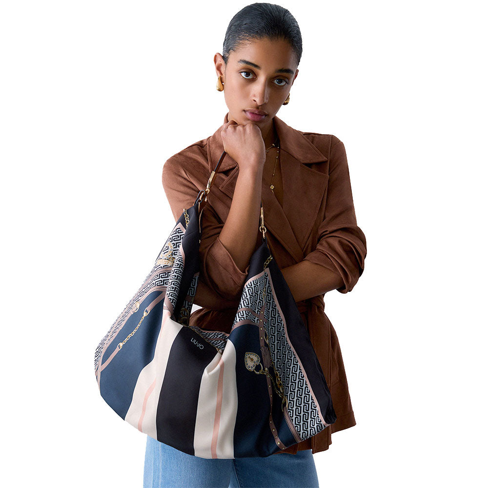 Borsa Foulard Donna LIU JO in Raso Stampato Nero