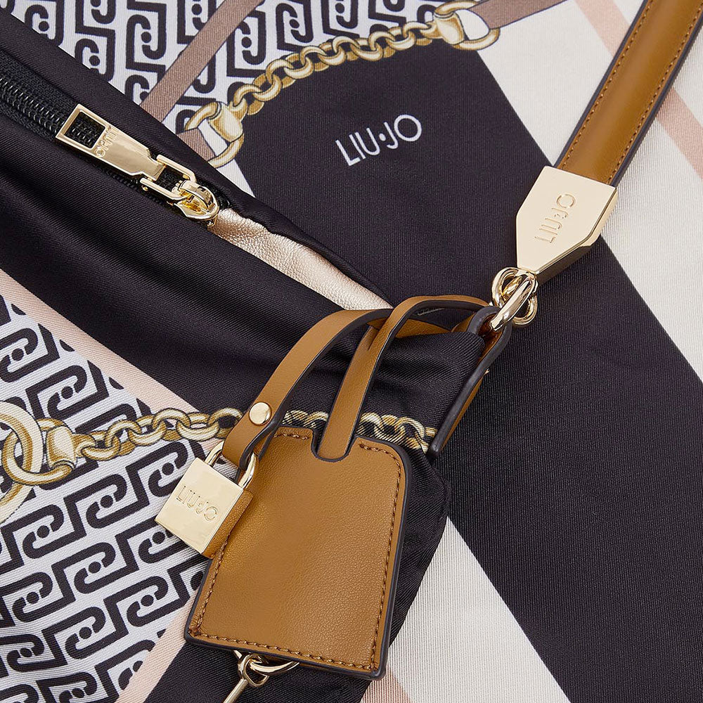 Borsa Foulard Donna LIU JO in Raso Stampato Nero