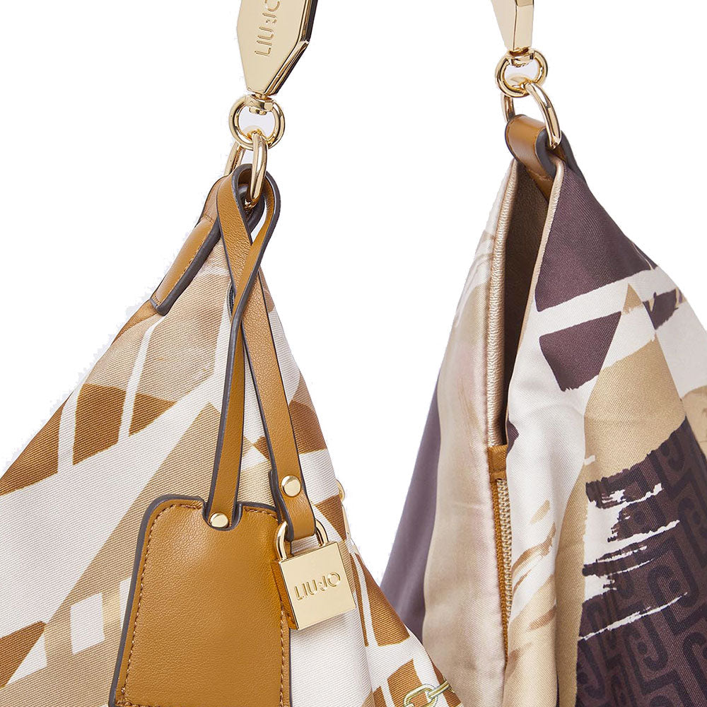 Borsa Foulard Donna LIU JO in Raso Stampato Marrone Cioccolato