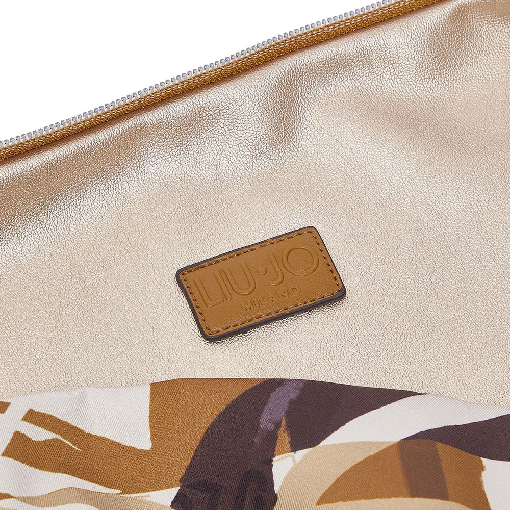 Borsa Foulard Donna LIU JO in Raso Stampato Marrone Cioccolato