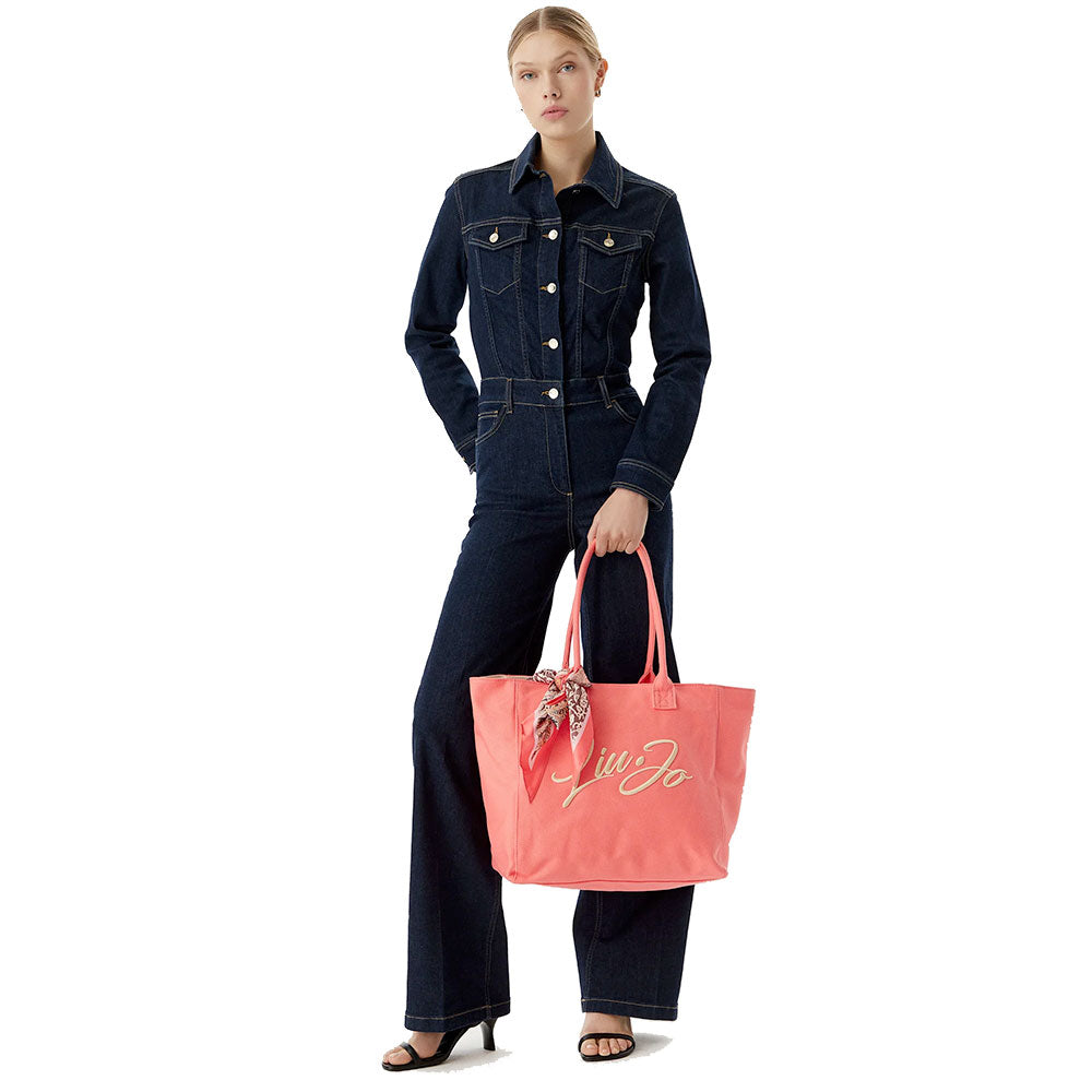 Shopping Bag Donna LIU JO in Tessuto color Corallo