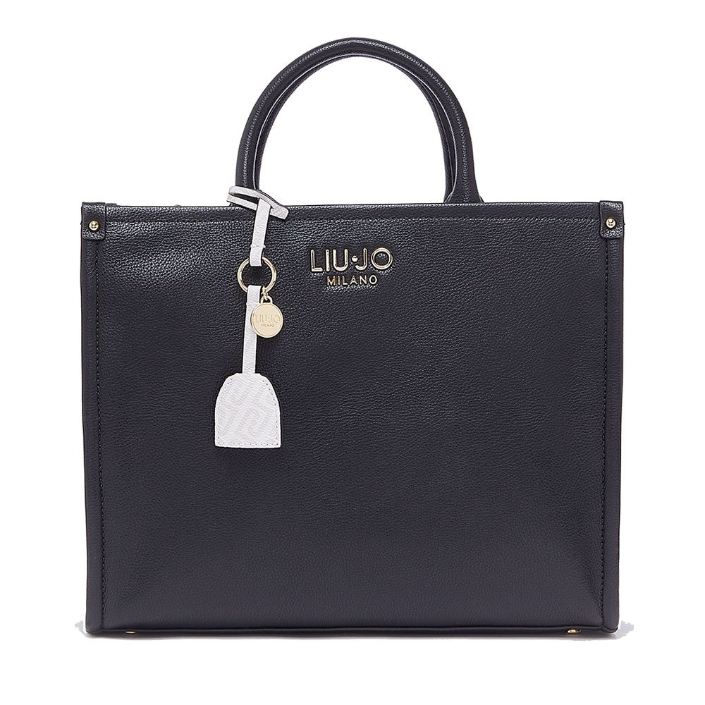 Borsa Donna a Mano Large LIU JO Better stampa Bottalata Nera con Charm