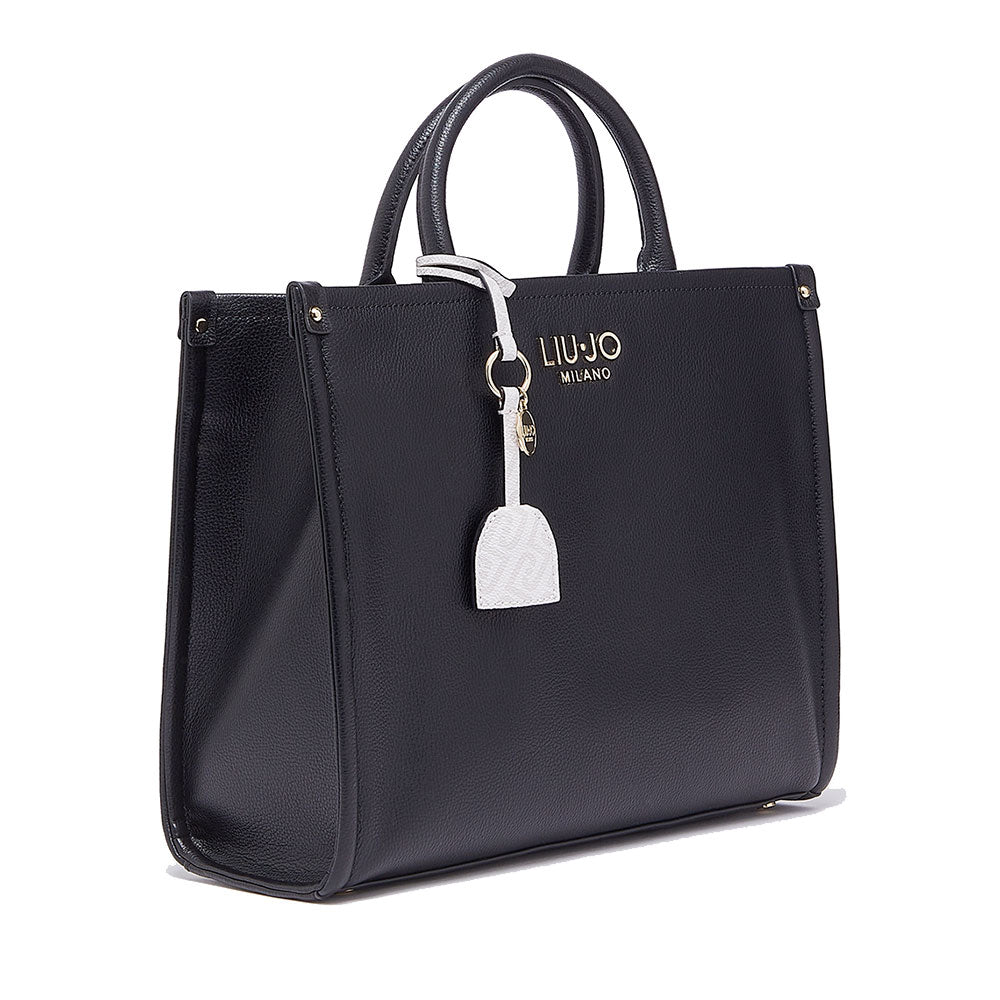 Borsa Donna a Mano Large LIU JO Better stampa Bottalata Nera con Charm