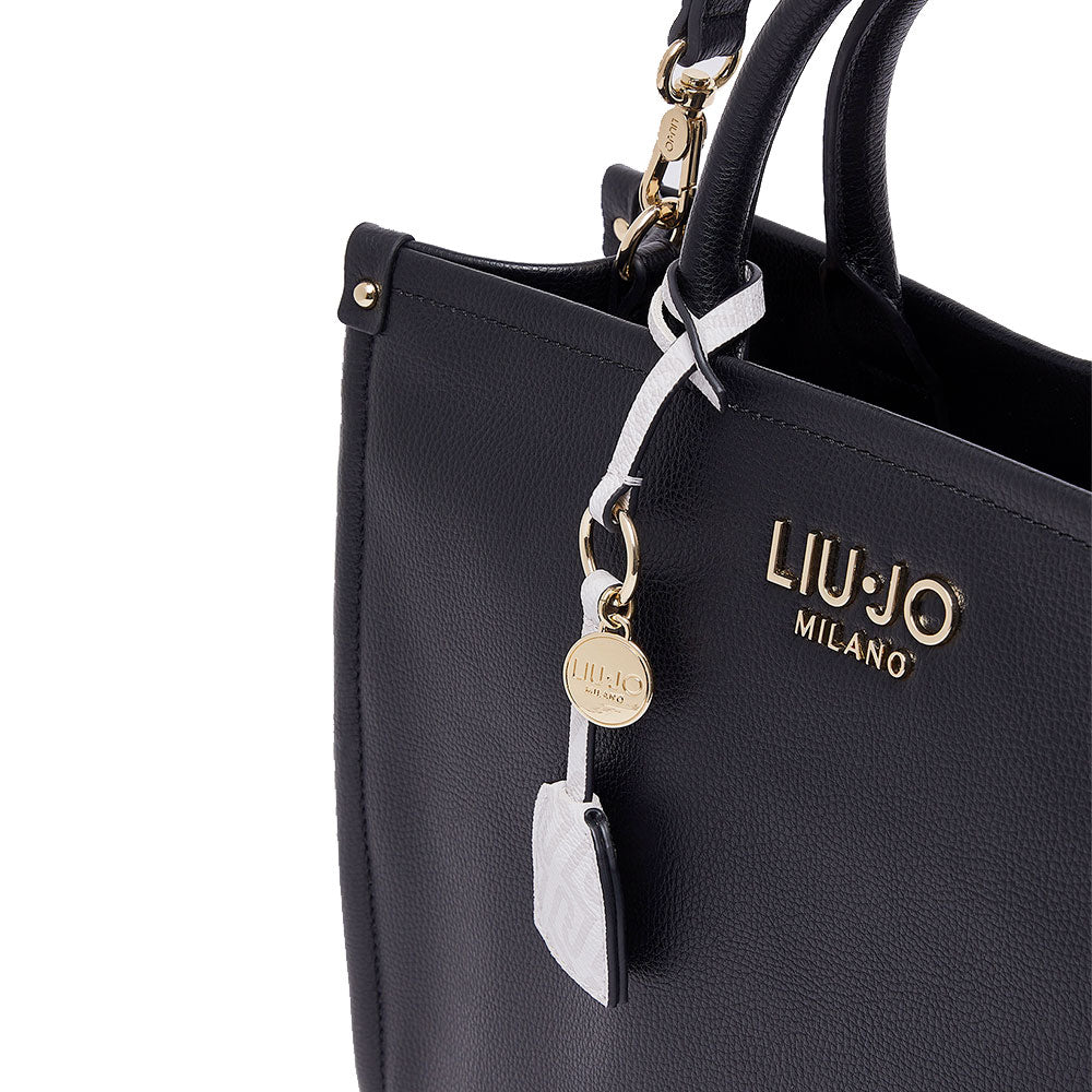 Borsa Donna a Mano Large LIU JO Better stampa Bottalata Nera con Charm