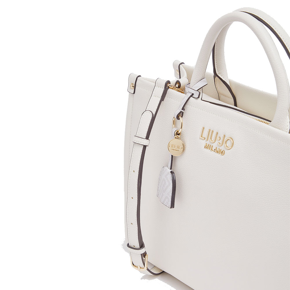 Borsa Donna a Mano Large LIU JO Better stampa Bottalata color Crema con Charm