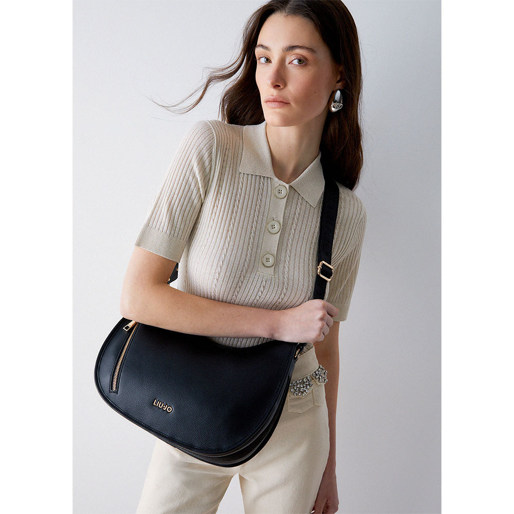 Hobo Bag Media Donna LIU JO Better stampa Bottalata Nera
