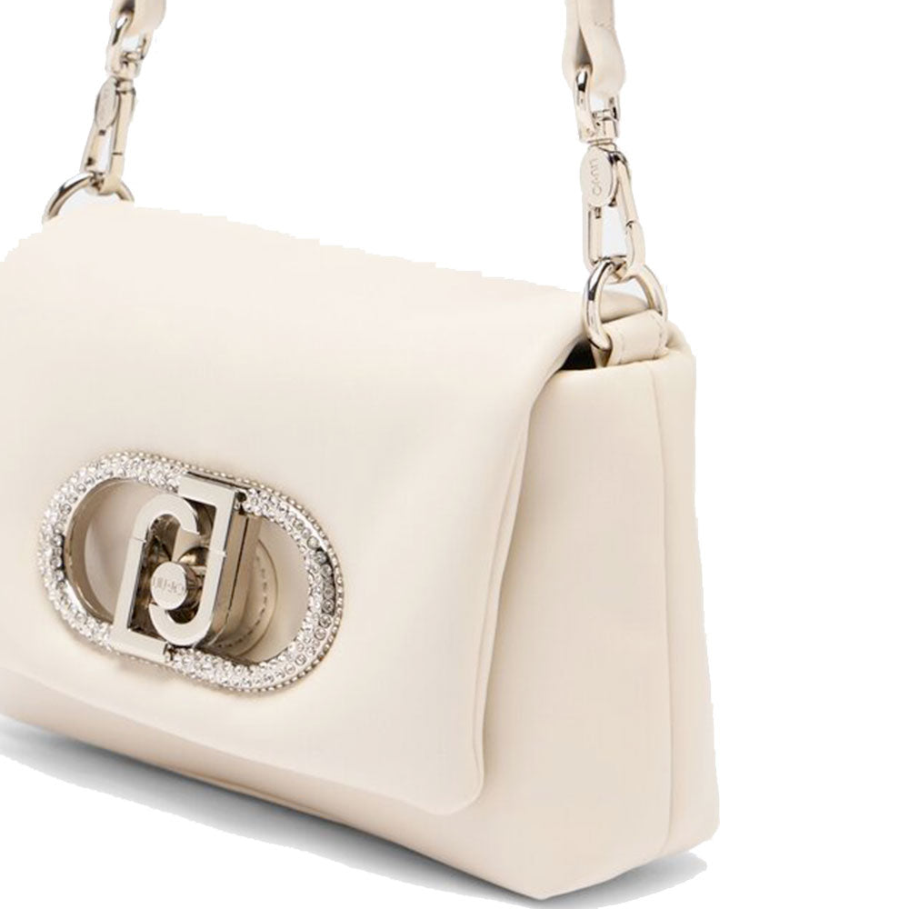Borsa Donna Mini a Spalla LIU JO Better linea La Puffy color Crema con Logo Gioiello