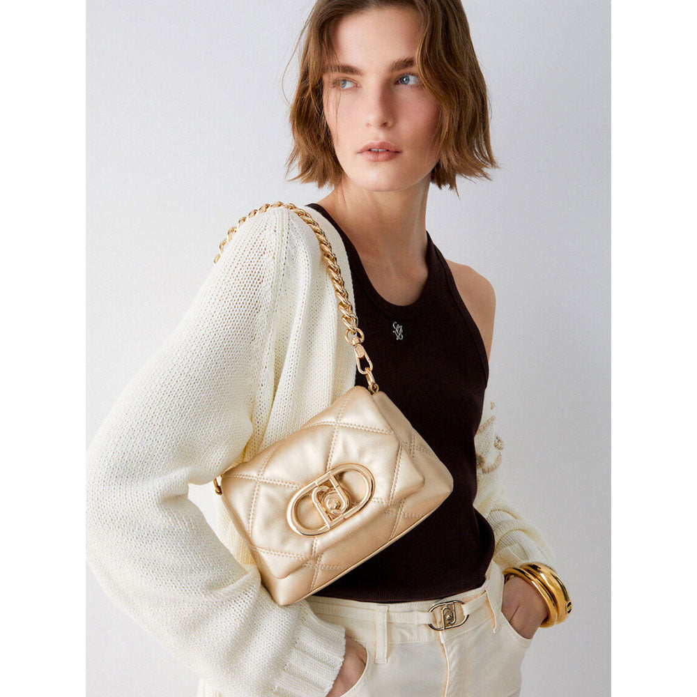 Borsa Donna Mini a Spalla LIU JO Better linea La Puffy in Ecopelle Trapuntata Light Gold