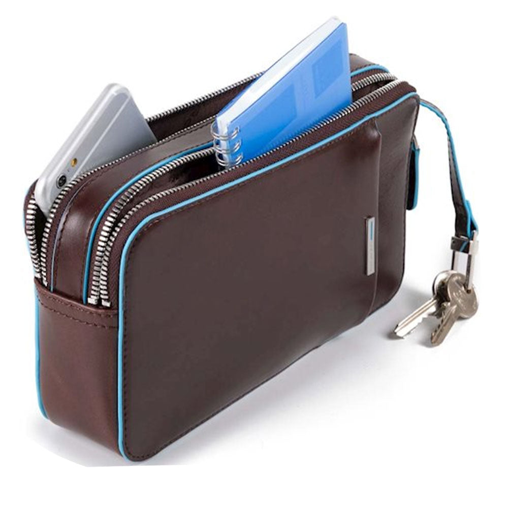 Pochette Uomo PIQUADRO in Pelle Linea Blue Square colore Mogano - AC4221B2