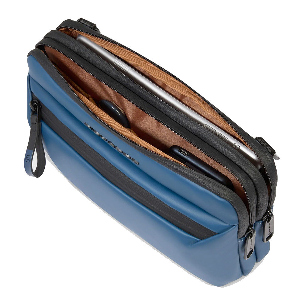Herren-Pochette PIQUADRO aus Stoff in Avio mit Umhängeriemen Modell Corner - AC6492C2OW