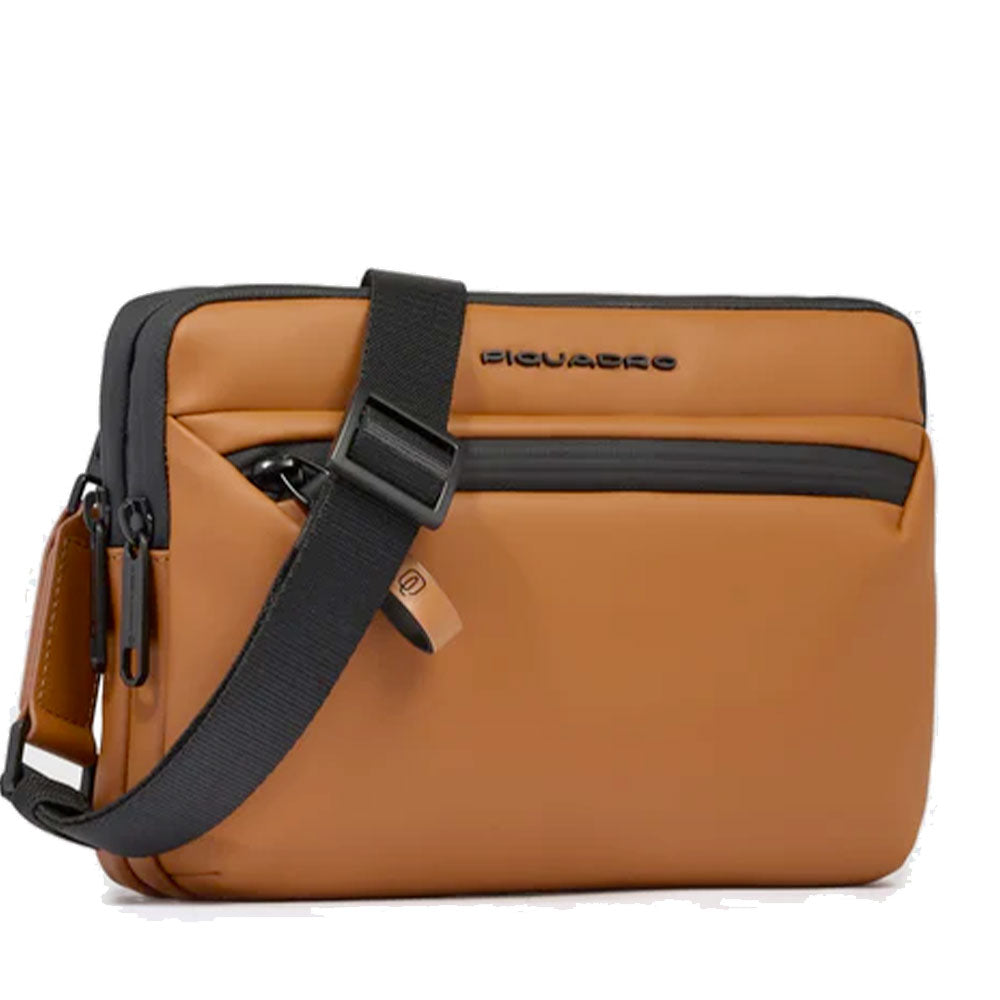Men's Tan Fabric Pouch PIQUADRO Corner with Shoulder Strap - AC6492C2OW