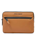 Men's Tan Fabric Pouch PIQUADRO Corner with Shoulder Strap - AC6492C2OW