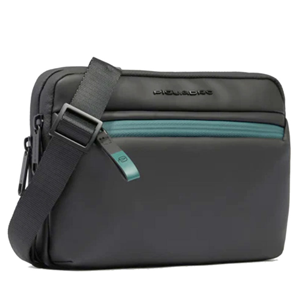 Men's Black Fabric Clutch Bag PIQUADRO Corner with Shoulder Strap - AC6492C2OW