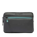 Men's Black Fabric Clutch Bag PIQUADRO Corner with Shoulder Strap - AC6492C2OW