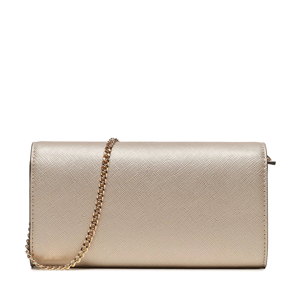 LIU JO Damen-Clutch mit Schultergurt und Saffiano Light Gold-Aufdruck