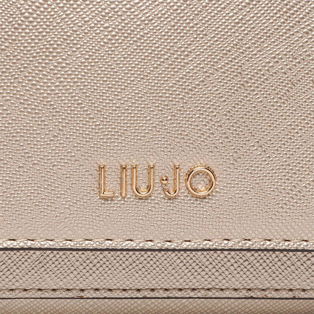 LIU JO Damen-Clutch mit Schultergurt und Saffiano Light Gold-Aufdruck