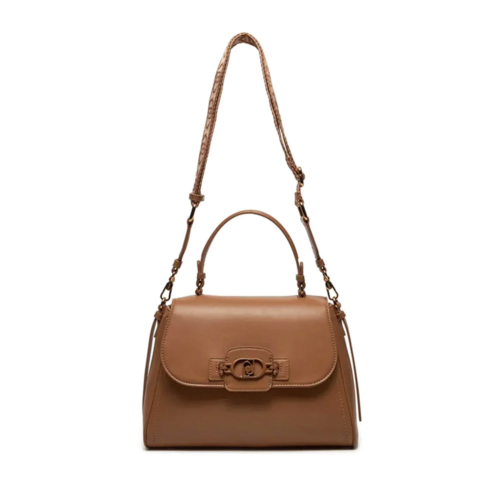 LIU JO Better Brown Damenhandtasche mit Klemmlogo