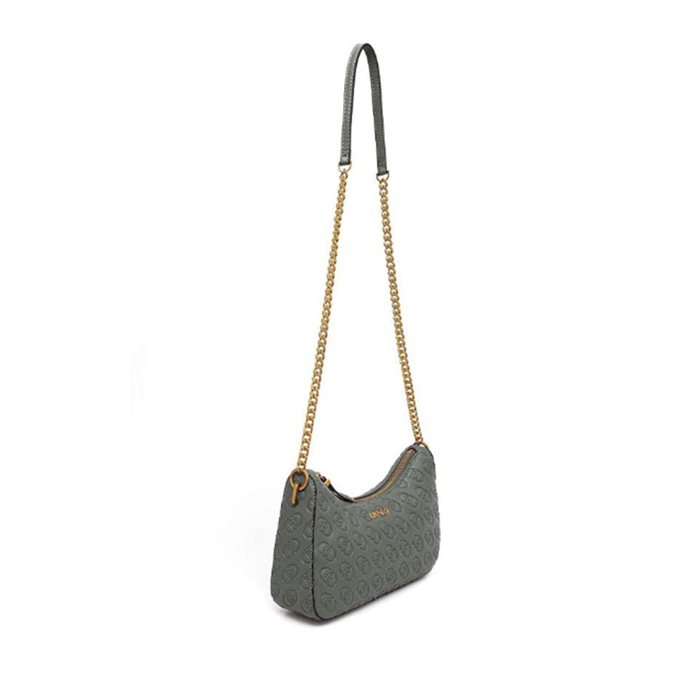 Hobo Bag a Tracolla LIU JO Better Effetto Bottalato con Logo in Rilievo Dark Jade