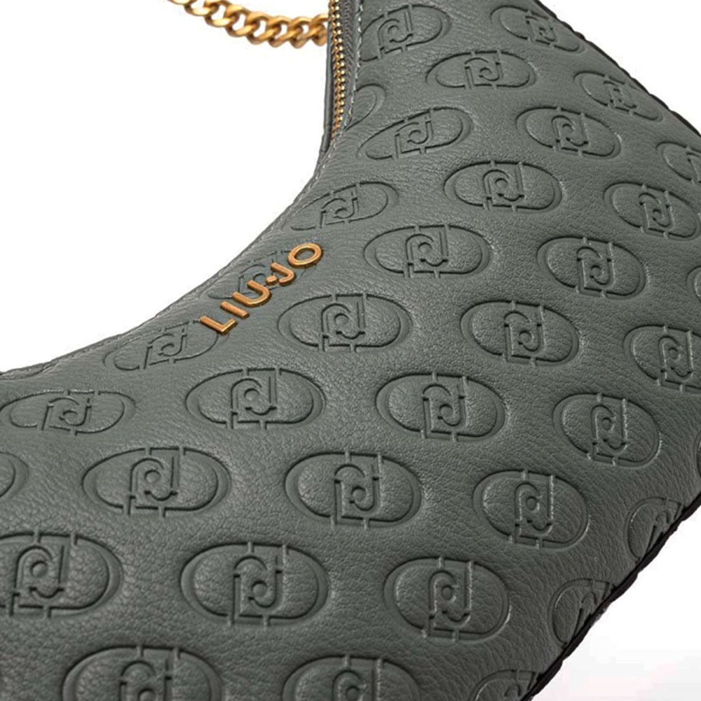 Hobo Bag a Tracolla LIU JO Better Effetto Bottalato con Logo in Rilievo Dark Jade