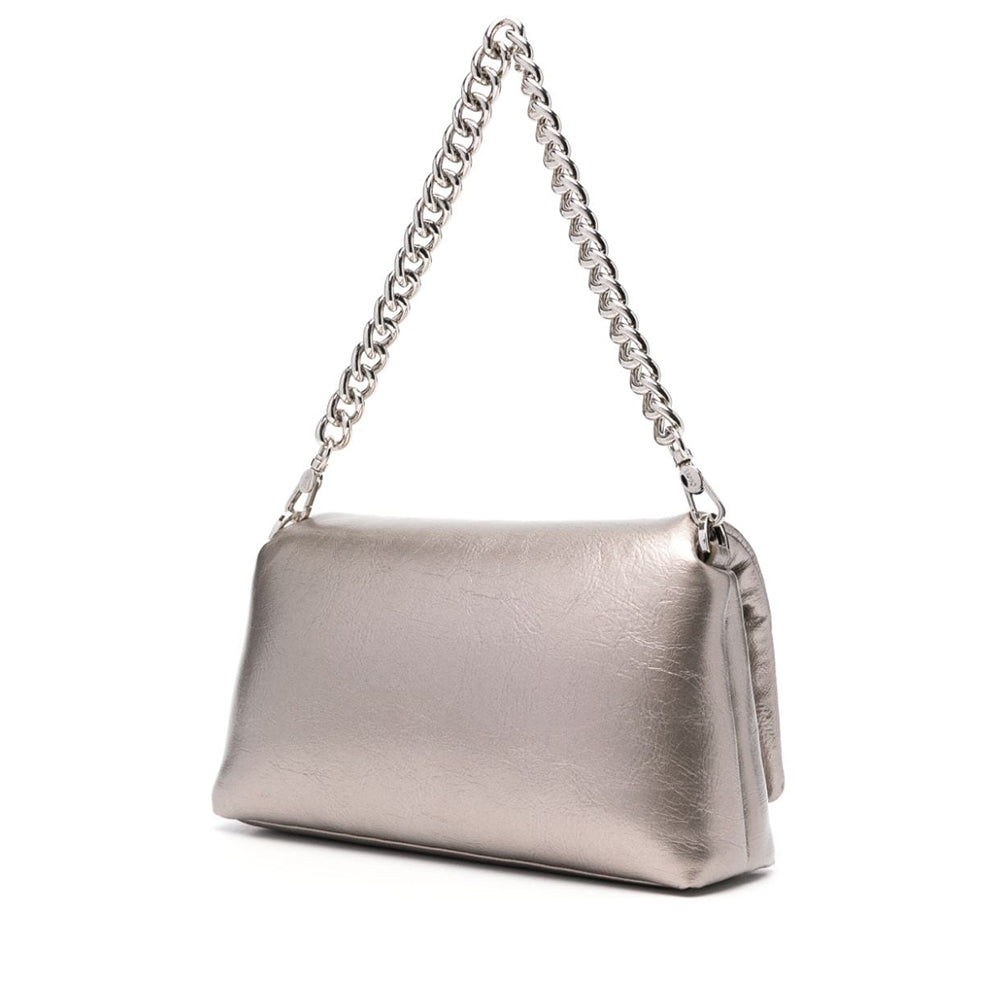 Borsa Donna a Spalla e Tracolla LIU JO linea La Puffy Imbottita Metallizzata color Mocha