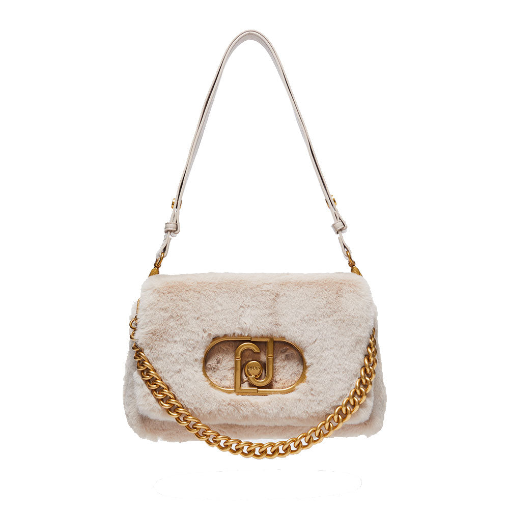 Borsa Donna a Spalla e Tracolla LIU JO linea La Puffy in Eco-Fur Soft Cream