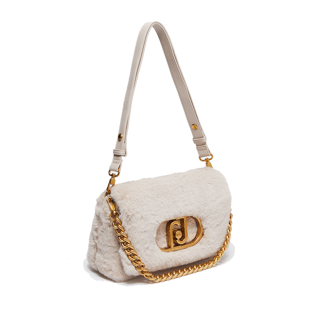 Borsa Donna a Spalla e Tracolla LIU JO linea La Puffy in Eco-Fur Soft Cream