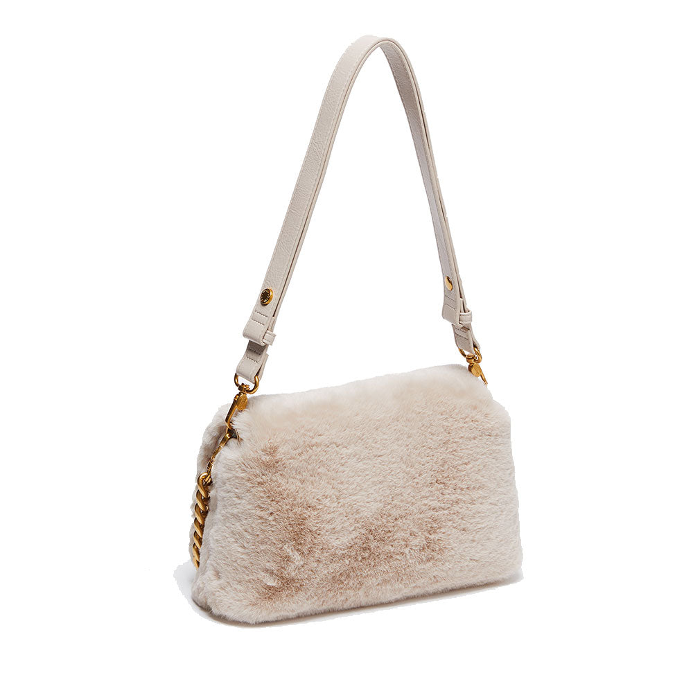 Borsa Donna a Spalla e Tracolla LIU JO linea La Puffy in Eco-Fur Soft Cream